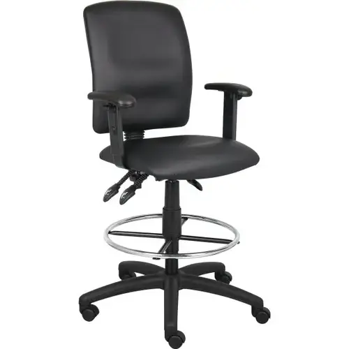 Leatherplus Drafting Stool With Arms Black Leatherplus Drafting Stool With Arms Black
