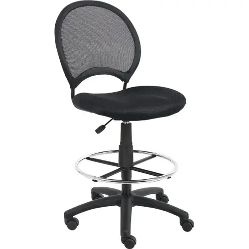 Mesh Drafting Stool Round Backrest, Black