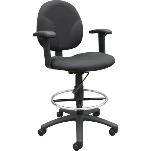 Drafting Stool With Arms, Fabric Seat, Black Drafting Stool With Arms, Fabric Seat, Black