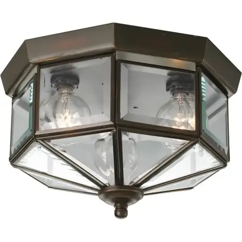 9.7 In. 3-Light Incandescent Flush Mount Light (Antique Bronze)