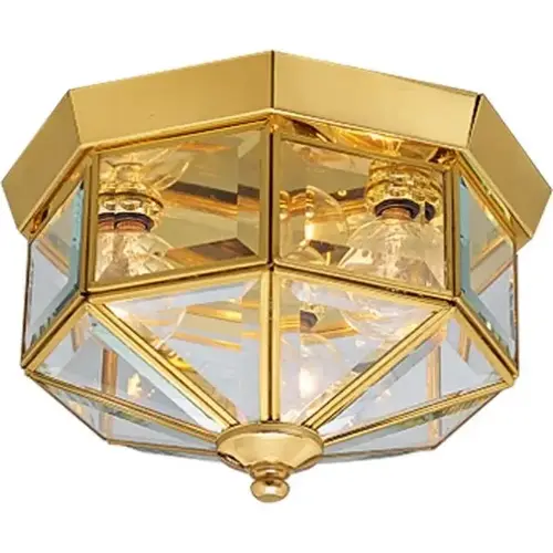 9.7 In. 3-Light Incandescent Flush Mount Light (Brass)