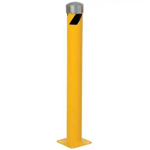 Steel Pipe Bollard With Slot, 42 X 4.5 Sleeve Cap, Yellow