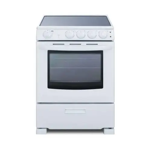 24 In. 2.9 Cu. Ft. Smooth Electric Slide-In Range, Manual Clean, White, ADA