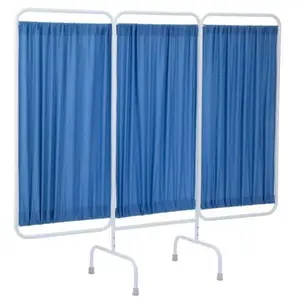 R&B Wire PSS-3/AM/BF 3 Panel Stationary Privacy Screen Room Divider, Antimicrobial Blue Fabric Panels
