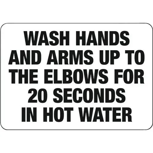 "Wash Hands In Hot Water" Industrial Food Safety Sign, 10"H X 14"W