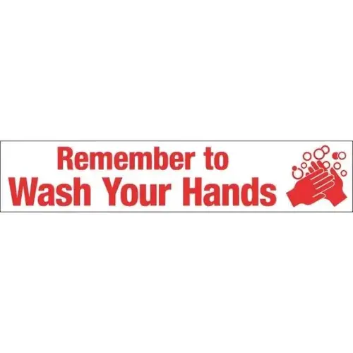 "Remember To Wash Your Hands" Self Adhesive Vinyl, Red, 4"H X 20"W