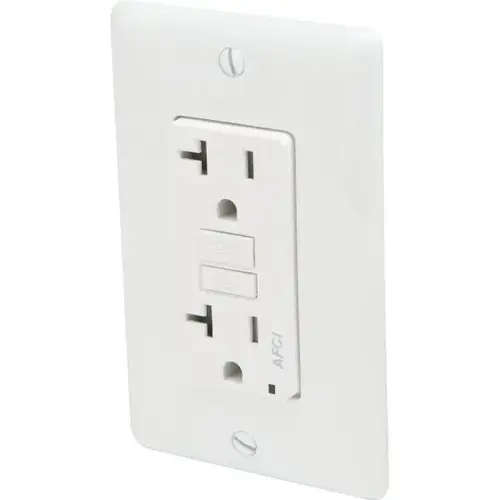 20 Amp 125 Volt Duplex Arc Fault Circuit Interrupter Receptacle (White) 20 Amp 125 Volt Duplex Arc Fault Circuit Interrupter Receptacle (White)