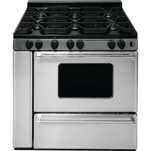 Premier 36 In. 3.9 Cu. Ft. 6 Burner Grate Gas Freestanding Range W/Window, Manual Clean, Stainless Steel, ADA