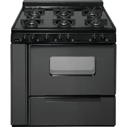 Premier 36 In. 3.9 Cu. Ft. 6 Burner Grate Gas Freestanding Range W/Window, Manual Clean, Black, ADA