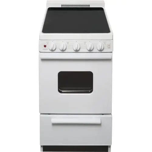 Premier 20 In. 2.4 Cu. Ft. 4 Burner Electric Smooth Top Freestanding Range, Manual Clean, White, ADA