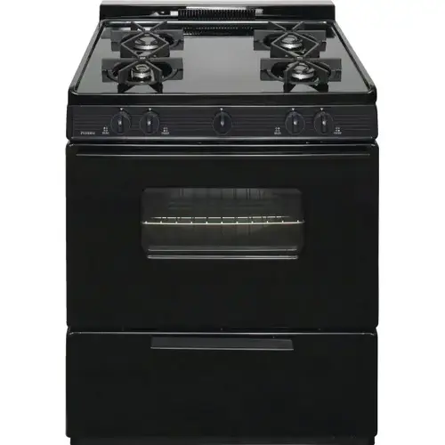 Premier 30 In. 3.9 Cu. Ft. 4 Burner Grate Gas Freestanding Range W/Window, Manual Clean, Black, ADA Premier 30 In. 3.9 Cu. Ft. 4 Burner Grate Gas Freestanding Range W/Window, Manual Clean, Black, ADA