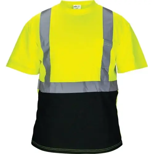 Corp. Ansi Class 2 Black Bottom T-Shirt, Yellow, X-Large Corp. Ansi Class 2 Black Bottom T-Shirt, Yellow, X-Large