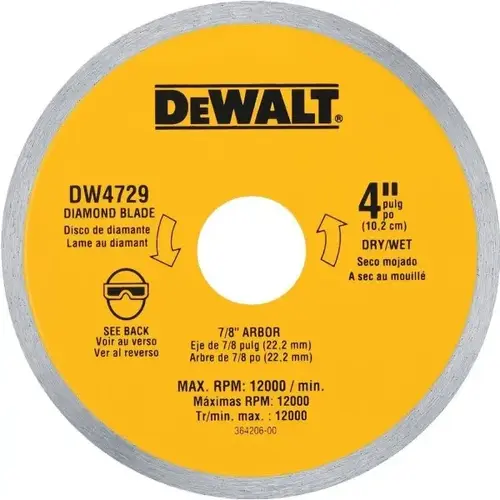 4-Inch Continuous Rim Diamond Saw Blade With 7/8-Inch Arbor For Tile