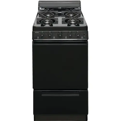 Premier 20 In. 2.4 Cu. Ft. 4 Burner Gas Freestanding Coil Range, Manual Clean, Black, ADA Premier 20 In. 2.4 Cu. Ft. 4 Burner Gas Freestanding Coil Range, Manual Clean, Black, ADA