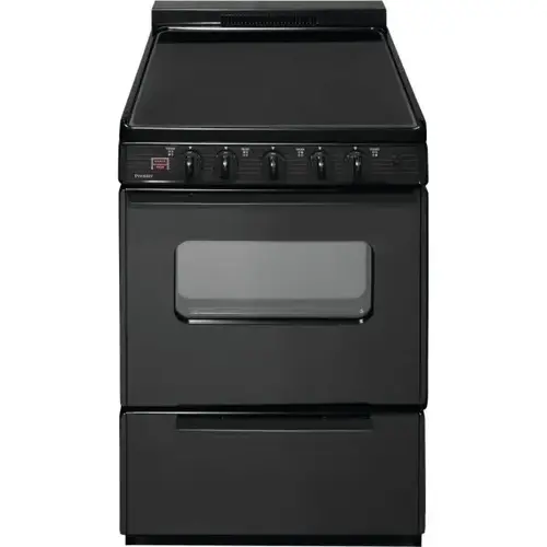 Premier 24 In. 2.9 Cu. Ft. 4 Burner Electric Smooth Top Freestanding Range, Manual Clean, Black, ADA Premier 24 In. 2.9 Cu. Ft. 4 Burner Electric Smooth Top Freestanding Range, Manual Clean, Black, ADA
