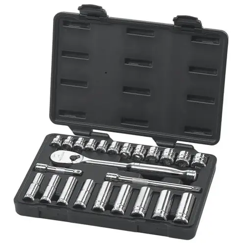 24 Piece 12 Point Standard And Metric Mechanics Tool Set