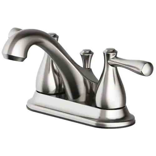 Raleigh Two-Handle Centerset Bathroom Faucet With Quick-Install Pop-Up In Brushed Nickel Raleigh Two-Handle Centerset Bathroom Faucet With Quick-Install Pop-Up In Brushed Nickel