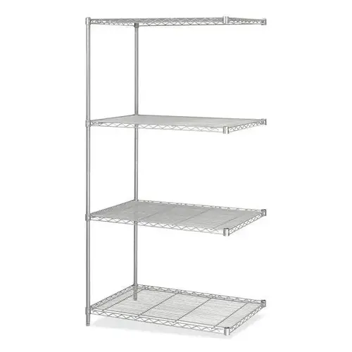 4-Shelf Industrial Add-On Unit, 36"W X 24"D X 72"H, Metallic Gray