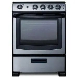 Summit Appliance REX2451SSRT 24 In. 4-Burner Smooth-Top Slide-In Electric Range In Stainless Steel