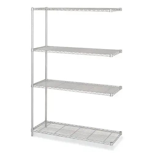 4-Shelf Industrial Add-On Unit, 48"W X 18"D X 72"H, Metallic Gray 4-Shelf Industrial Add-On Unit, 48"W X 18"D X 72"H, Metallic Gray