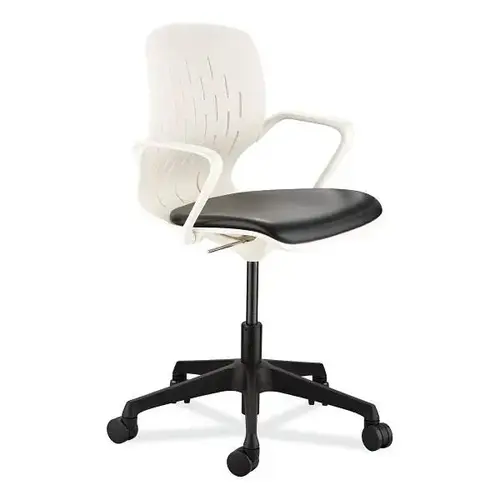 Shell Desk Chair, 17" To 20" Seat Height, Black Seat, White Back