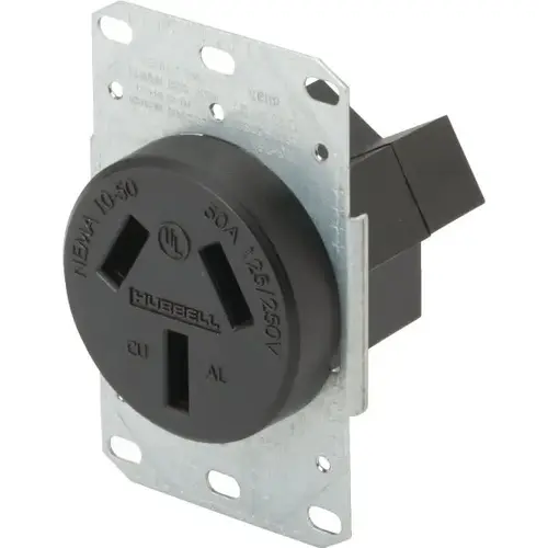 50 Amp 125/250 Volt Non-Grounding Duplex Standard Outlet (Black)