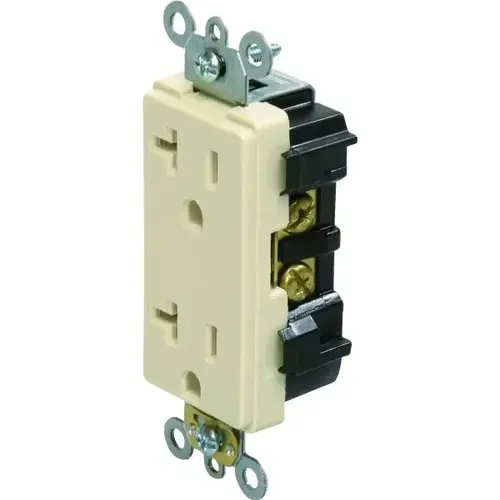20 Amp 125 Volt Commercial Self-Grounding Duplex Standard Outlet (Ivory)