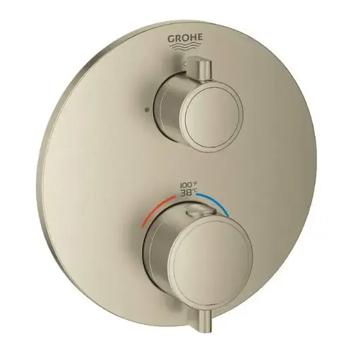 Grohtherm Round Single Function Thermostatic Trim Brushed Nickel Grohtherm Round Single Function Thermostatic Trim Brushed Nickel