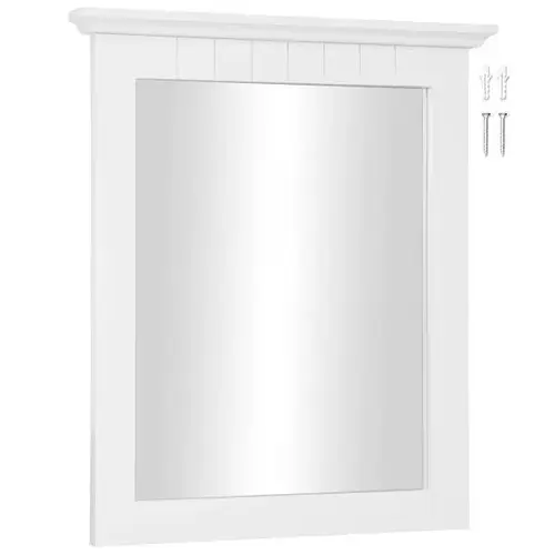 Cottage Wooden Wall Mirror In White, 24" By 21" Cottage Wooden Wall Mirror In White, 24" By 21"