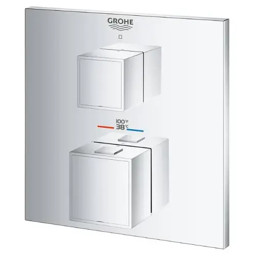 Grohtherm Cube Single Function Thermostatic Trim Starlight Chrome Grohtherm Cube Single Function Thermostatic Trim Starlight Chrome