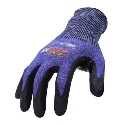 Seamless Cut Resistant Dotted Grip Gloves, X-Large, Blue