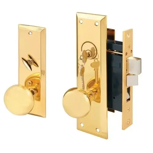 2-1/2in. Backset, Entrance Mortise Lockset, Wrought Solid Brass, Polished