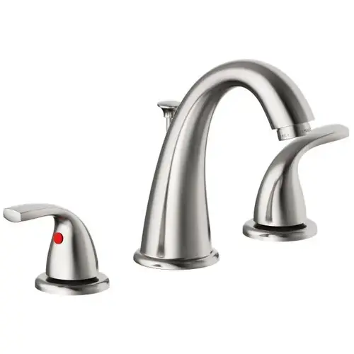 Raleigh Two-Handle Widespread High-Arc Bathroom Faucet With Quick-Install Pop-Up In Brushed Nickel Raleigh Two-Handle Widespread High-Arc Bathroom Faucet With Quick-Install Pop-Up In Brushed Nickel