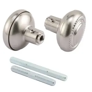Defender Security E 2643 Colonial Door Knobs, 1/4 In., Wrought Steel, Satin Nickel