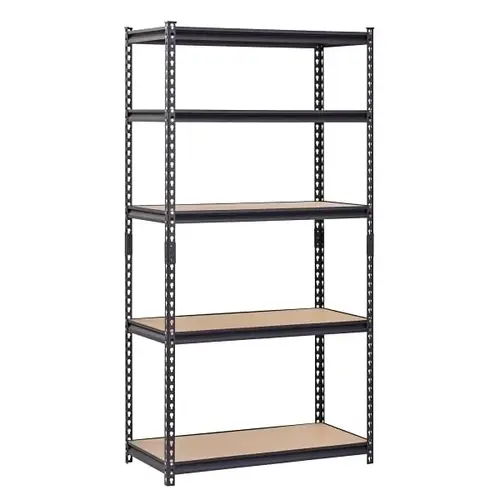 5-Tier Steel Shelving In Black, 36 In. W X 72 In. H X 18 In. D