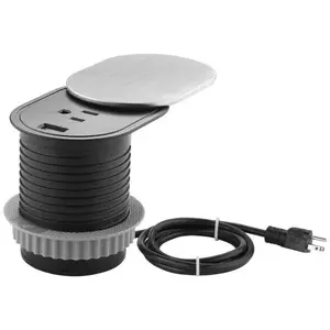 Link2Home EM-PU-300E Space Saver Grommet Socket, 1 Power Outlet 15a, 1 Usb Port 2.4a