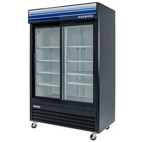 2 Slide Glass Door Merchandiser Refrigerator 53" In Black