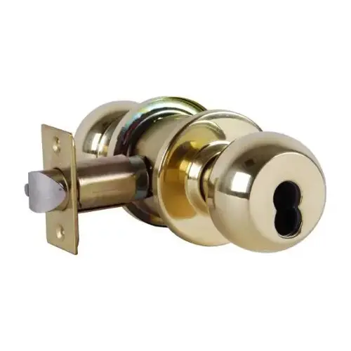 Cylindrical Knob Lock, B Knob, Bright Brass, Sfic Prep Less Core