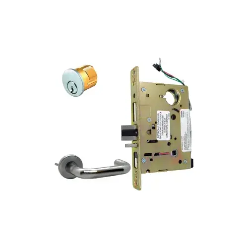KIT - Electrified Mortise Lock, LNJ - LN Rose x J Lever, FS Fail Safe or FSE Fail Secure, Field Selectable, Auto-Sensing Dual Voltage 12/24VDC, Full Wave Rectification, LA Keyway 1-Bitted, Grade 1, 626/US26D Satin Chrome KIT - Electrified Mortise Lock, LNJ - LN Rose x J Lever, FS Fail Safe or FSE Fail Secure, Field Selectable, Auto-Sensing Dual Voltage 12/24VDC, Full Wave Rectification, LA Keyway 1-Bitted, Grade 1, 626/US26D Satin Chrome