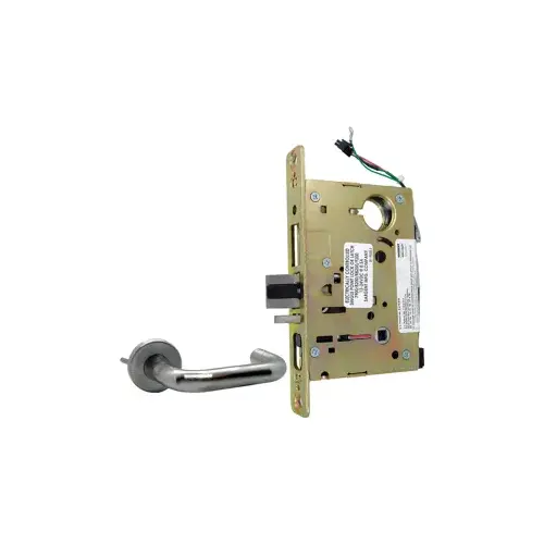 KIT - Electrified Mortise Lock, LNJ - LN Rose x J Lever, FS Fail Safe or FSE Fail Secure, Field Selectable, Auto-Sensing Dual Voltage 12/24VDC, Full Wave Rectification, Less Mortise Cylinder, Grade 1, 626/US26D Satin Chrome KIT - Electrified Mortise Lock, LNJ - LN Rose x J Lever, FS Fail Safe or FSE Fail Secure, Field Selectable, Auto-Sensing Dual Voltage 12/24VDC, Full Wave Rectification, Less Mortise Cylinder, Grade 1, 626/US26D Satin Chrome