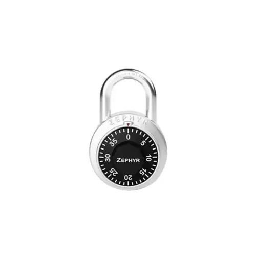 Anti-Shim Combination Padlock, Stainless Steel Body, Hardened Steel Shackle, Black Dial