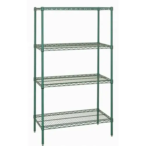4-Shelf Wire Shelving Unit, 24x36x72, Poly Green Epoxy 4-Shelf Wire Shelving Unit, 24x36x72, Poly Green Epoxy