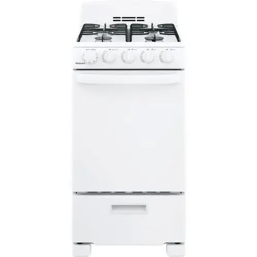 20 In. 2.3 Cu. Ft. 4 Burner Gas Freestanding Range, Manual Clean, White, ADA