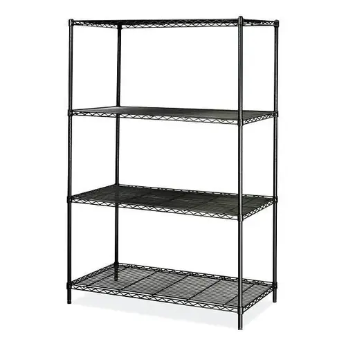 Industrial Wire Shelving, Four-Shelf, 48w X 24d X 72h, Black Industrial Wire Shelving, Four-Shelf, 48w X 24d X 72h, Black