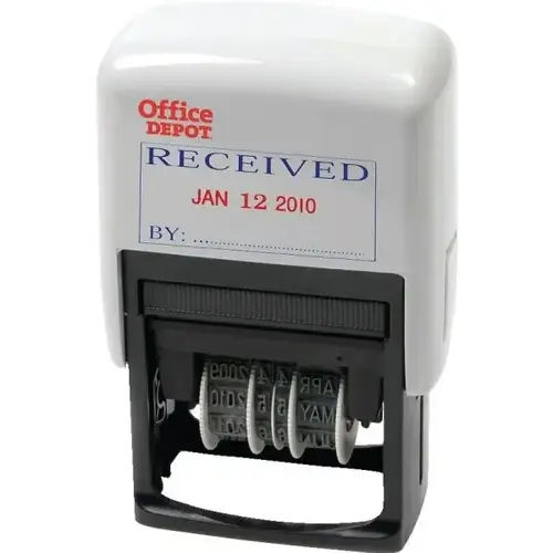 Brand Self-Inking Received Dater With Extra Pad, Red And Blue Ink
