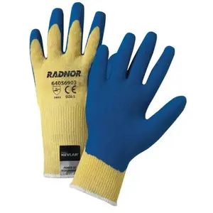 RADNOR 64056903 Large 10 Gauge Yellow And Blue String Knit Cut Resistant Gloves, 1 Pair