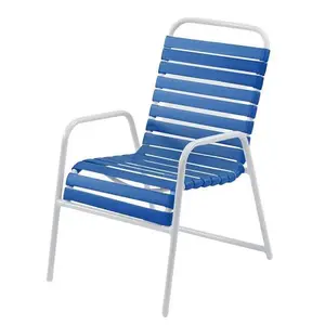 WINDWARD DESIGN GROUP W0350-201-216 White Frame Stack Dining Chair Royal Blue Vinyl Strap Min Qty 8