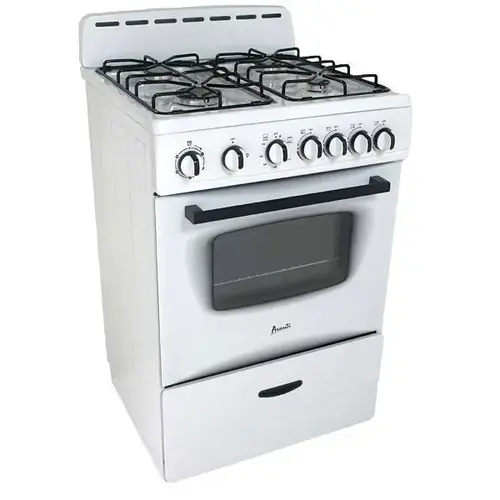 24 In. 2.6 Cu. Ft. 4 Burner Gas Freestanding Range, Manual Clean, White, ADA