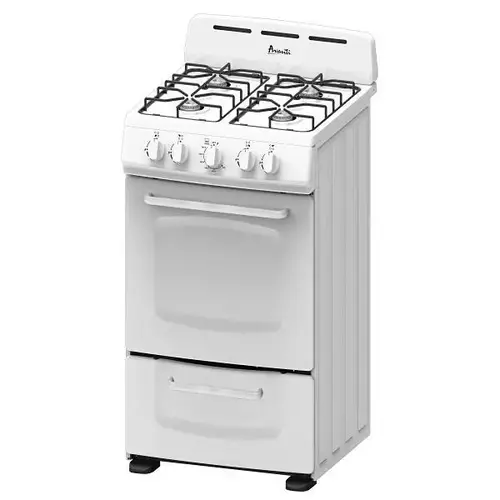 20 In. 2.1 Cu. Ft. 4 Burner Gas Freestanding Range With Solid Metal Door, Manual Clean, White, ADA