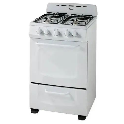 24 In. 2.6 Cu. Ft. 4 Burner Gas Freestanding Range With Solid Metal Door, Maunal Clean, White, ADA